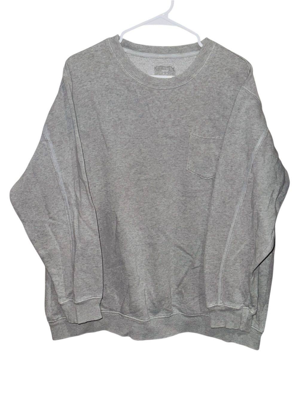 aerie Light Gray Crewneck Pocket Oversize Relaxed Sweater - Picture 3 of 8